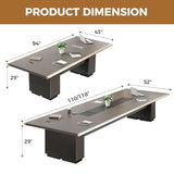 8FT Conference Table (94.5"×43.3"), Seats 6–8, with 1 Hidden Cable Box, 5cm Thick Top, Champagne Gold Aluminum Edge Trim
