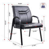 CLATINA Heavy Duty Guest Chairs with Arms, Big and Tall Wide Leather 500 LBS Reception Chairs Without Wheels, , Black