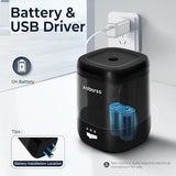 Aniborsa Electric Pencil Sharpener, USB & Battery Operated, Adjustable Nibs, Automatic Pencil Sharpener, Black