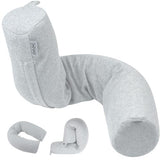 Dot&Dot Twist Memory Foam Travel Pillow, Bendable Neck Pillow for Airplane, Car and Home, 26-Inch Adjustable Roll with Washable Cotton Cover, Gray