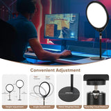 Noveralux 10W 12" Ring Light with Desk Stand & Phone Holder, Dimmable 360° Rotatable LED Full Screen Computer Lamp for Zoom Meetings