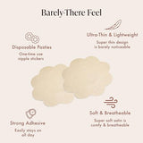 Bare Babe Disposable Satin Nipple Covers - 40 Pieces Waterproof Pasties 4 Shades - Sticky Breast Stickers for Strapless Dress (Honey, Regular (Fits A-H))