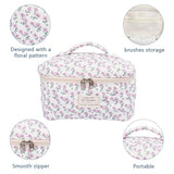 Gosect Large Makeup Bag, Cute Cosmetic Bag for Women Girls, Floral Coquette Aesthetic Toiletry Bag, Travel Make Up Organizer Bag (Purple Flower)