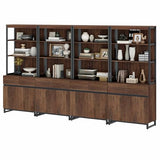 WAMPAT 4 PCS Modern 72" Tall Bookshelf with Metal Base and Adjustable Shelves, Library Bookcase