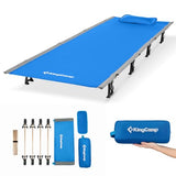 KingCamp Ultralight Camping Cot, Portable Folding Tent Camping Cot, 265 Lbs Heavy Duty Sleeping Cot with Pillow for Adults Outdoor Backpacking Travel Hiking, Blue