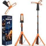 AKOFUN 15000 mAh Rechargeable Camping Light with Stand, Cordless Work Light with 3 LED Lamp Heads, 5500 Lumens Dimmable Camping Essentials Gear Emergency Flashlight with 86" Detachable Tripod, Orange