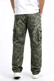 GINGTTO Camo Pants Men Baggy Cargo Green Camo Pant Wide Leg Fashion Streetwear Drawstring Stretch 34