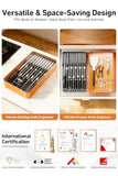 MAD SHARK 2-in-1 Detachable Knife Block & Silverware Organizer, Drawer Knife Holder for 10 Knives, No Knives