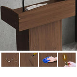 Curved Metal Lectern Podium Stand with Drawer - Floor Standing Wooden Podium for Conference