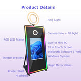 Photo Booth with Printer 32-inch Interactive Touch Screen Magic Mirror Photo Booth LED
