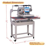 PUQEOAO 16 x24 Large Auto Pneumatic Dual Heat Press Machine with Built-in Air Compressor Kit for DTF & Sublimation Transfer T-Shirt, Digital Control