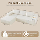 96" Modular Sectional Couch, Boneless L Shaped Cloud Sofa with Chaise Lounge