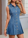 BISUAL Denim Dress for Women Sleeveless Button Down Jean Dress V-Neck Stretchy Denim Dresses Summer Dresses for Women 2026 Light Blue
