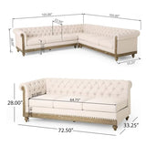 Merax Chesterfield Sofa, Retro Upholstered 6 Seater Rolled Arm