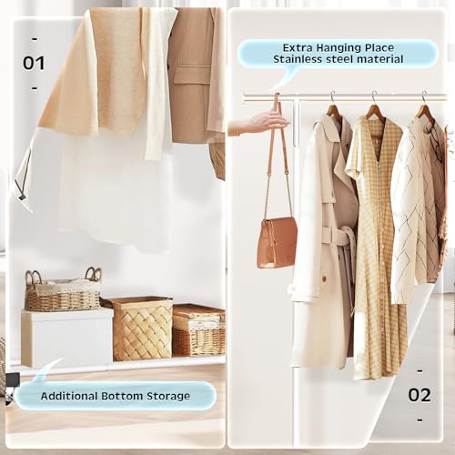 VICERII Clothing Rack, 55.51 Inch Heavy Duty Clothes Rack Rolling Garm ...
