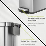 Stainless Steel Step Garbage Can for Kitchen or Home, Space-Saving Garbage Can with Soft Close Lid