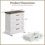 AODK White Farmhouse 4 Drawer Dresser for Bedroom, 39" Tall Engineered Wooden Chest of Drawers with Metal Handle, Modern Storage Cabinet and Organizers for Closet, Living Room, Entryway, Walnut Top