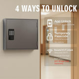 WeHere 90-Key Smart Key Lock Box – Wall Mounted Key Cabinet Organizer with App Access, One-Time Code