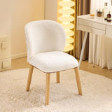 VINGLI Chenille Curved-Back Armless No Wheels Vanity Chair