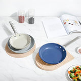 MsMk 5-Piece Ceramic Non Stick Pans Set 8, 10, 12 Inch Frying Pans, 10inch and 12 Inch with Tempered Glass Lids, Stay-Cool Handles
