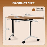 Usosidam Folding Conference Room Table with Wheels, Modular Mobile Trapezoidal Flip-Top Training Table