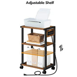 HOOBRO Industrial Printer Stand with Charging Station, 3-Tier Printer Table, Rolling Printer Cart