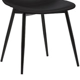 Armen Living Monte Mid Century Modern Dining Accent Chair for Table Kitchen Desk Vanity in Black Faux Leather with Black Metal Legs