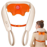 KNQZE Neck and Shoulder Massager with Heat, Cordless Back and Neck Massager, Upgraded Graphene Heating, 4D Shiatsu Deep Kneading Massage for Shoulder, Back Pain Relief (Beige)