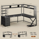 SEDETA L Shaped Gaming Desk with Storage Shelves and Hutch, Convertible 94.5" Computer Desk with Drawers