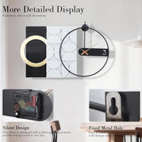 AMAATE Modern Luxury Wall Clock, Gold Metal Ring Geometric Deconstruction Art, Black Grey Silent Non-Ticking for Living Room, Office, Entryway Decor, 17.7"x29.72"