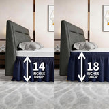 ANARACHON Full Bed Skirt, Elastic Wrap Around Bed Skirt Full Size, Bed Skirts for Adjustable Bed, Easy Fit with 18" Drop Length Tailored Drop Dust Ruffle (Navy)