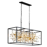 Vezzio Modern Black and Gold Rectangle Crystal Chandeliers for Dining Room