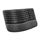 Logitech Wave Keys Wireless Ergonomic Keyboard with Cushioned Palm Rest, Comfortable Natural Typing