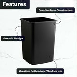 35 Gallon Square Commercial Trash Can, Heavy-Duty Plastic Waste Bin for Home