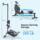 JLL Hydro + Dual Resistance Smart Magnetic Water Rowing Machine – Home Rower, 16-Level Hydro+Magnetic Adj. Resistance, Bluetooth SunnyFit App