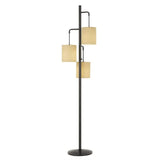 HomeRoots 72" Bronze Three Light Traditional Shaped Floor Lamp with Beige Drum Shade