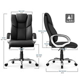 Office Chair, 350lbs Executive Leather Chair Home Office Desk Chairs, Ergonomic Computer Gaming Chair | Black AYEASY