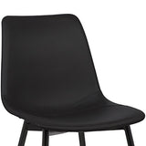 Armen Living Monte Mid Century Modern Dining Accent Chair for Table Kitchen Desk Vanity in Black Faux Leather with Black Metal Legs