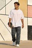 GINGTTO Camo Pants Men Cargo Wide Leg Fashion Streetwear Drawstring Stretch 30