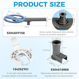 Romalon Upgraded 5304507158 Dishwasher Lower Spray Arm Assembly with 5304518968 Wash Arm Support & 154252701 Drain Trap, Replacement for Fri-gidaire 154821902 5304498139 AP6036393
