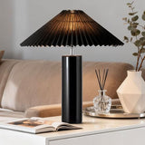 EOEYYOYB Ceramic Table Lamps for Bedroom, Adjustable Shade Lamps for Night Stands, Modern Cylindrical Nightstand Table Lamps, Black
