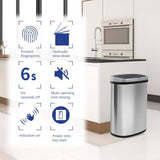 13 Gallon Trash Can with Lid | Automatic Touchless Garbage Can | Odor Control | Modern Oval Design | Easy to Clean