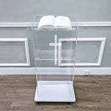 FixtureDisplays® Clear Acrylic Podium Pulpit Lectern 23X16X46.3" Christian with Optional
