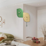 Green Yellow Silent Non-Ticking Corner Wall Clock, 12 Inch Mid Century Modern Double Sided Decorative Metal Battery Operated Unique Wall Decor for Living Room Bedroom House Warming Gifts New Home