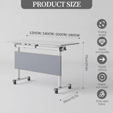 AYMIXEM White Modern Conference Table with Silent Rolling Wheels Executive Desk