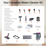 ScrubWiz 10-in-1 Steam Cleaner, Steam Mop with Detachable Handheld Steamer, 320ml Water Tank, 10s Fast Heating, Portable Steamer for Cleaning Floor, Tiles, Kitchen, Window, BBQ Grill, Car, Gray