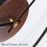 AMAATE Modern Minimalist Wall Clock, Black Metal Ring and Wooden Face, Natural Style Silent Non-Ticking for Living Room, Bedroom, Office Decor, 21.6"x28.7"