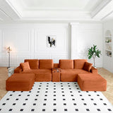 127-Inch U-Shaped Symmetrical Cloud Sectional Couch Compressed Modular Boneless Sectional Sofa with Chaise Lounges and Console