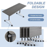 Modular Conference Table 4PCS, Folding Conference Room Tables on Wheels Grey 63in