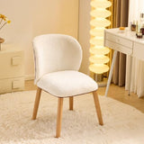 VINGLI Chenille Curved-Back Armless No Wheels Vanity Chair for Girls